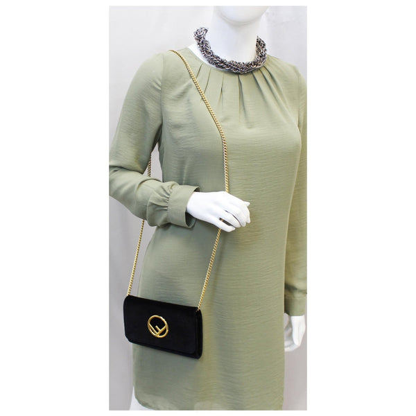 Fendi Wallet Velvet On Chain Shoulder Crossbody Bag for women