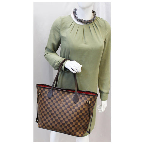 LOUIS VUITTON Damier Ebene Neverfull MM Brown Tote Bag-US