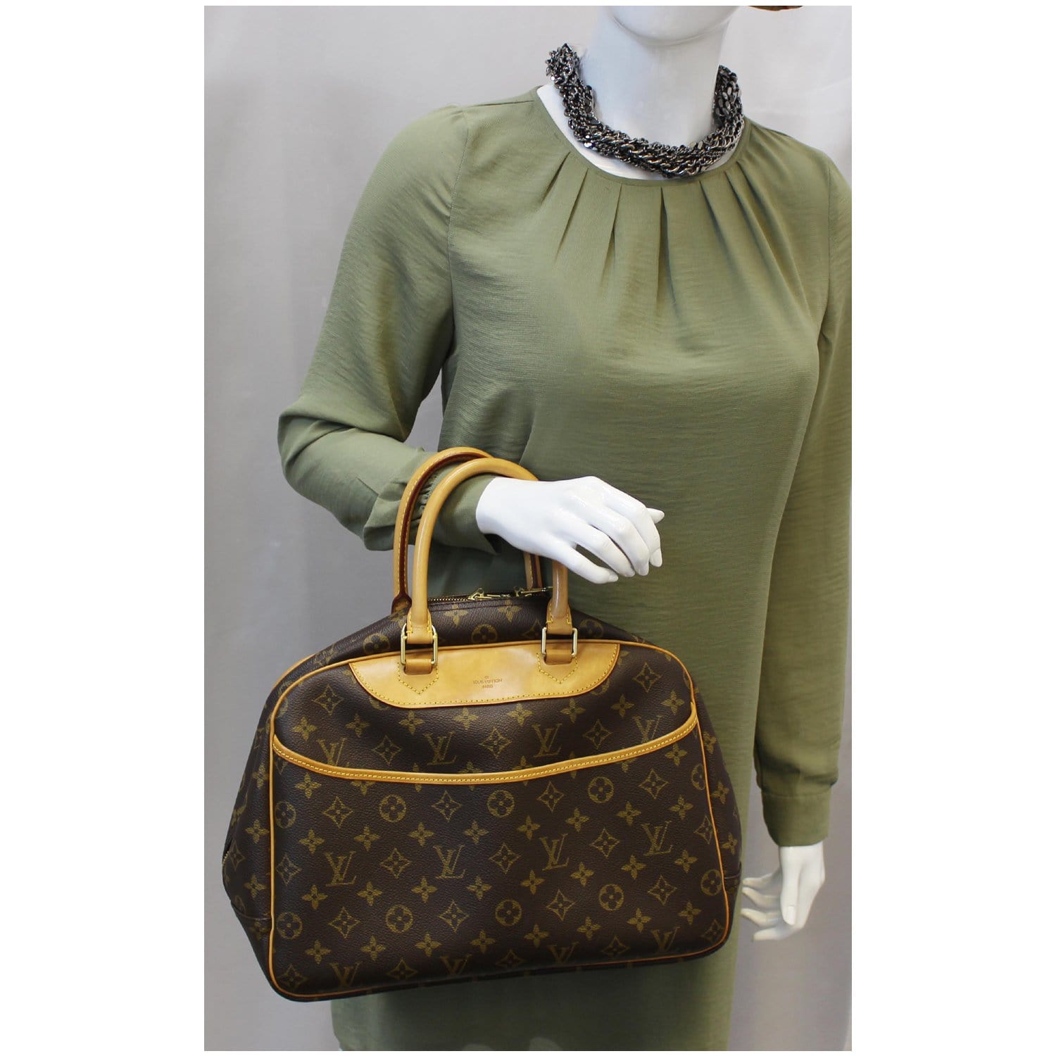 Louis Vuitton Deauville Handbag Monogram Canvas Mini Brown 2324831