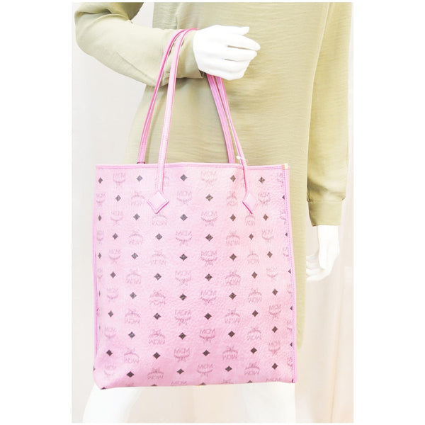 MCM Visetos Medium Shopper Tote Bag Pink - Used MCM Bags