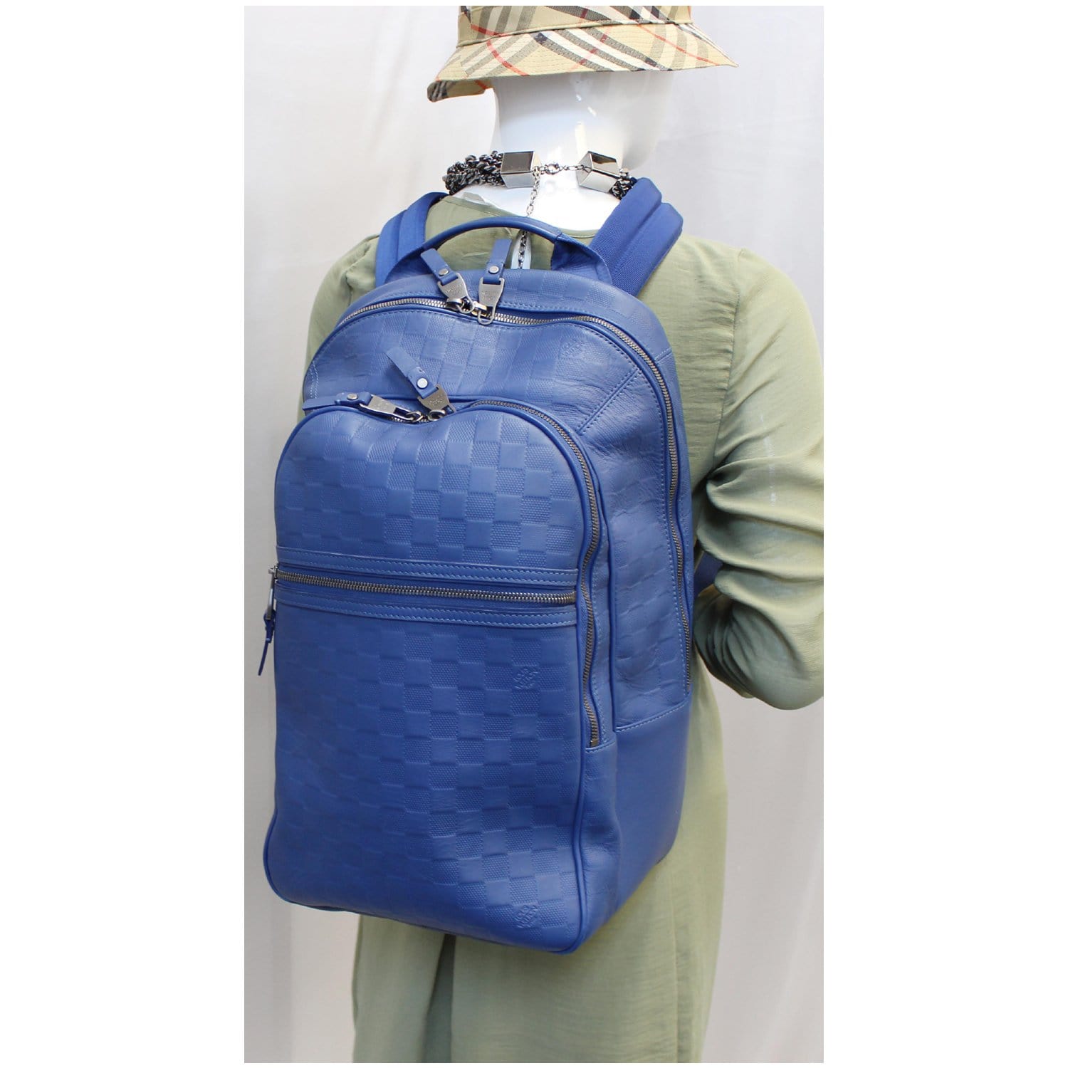 Michael backpack leather satchel Louis Vuitton Blue in Leather - 32718185