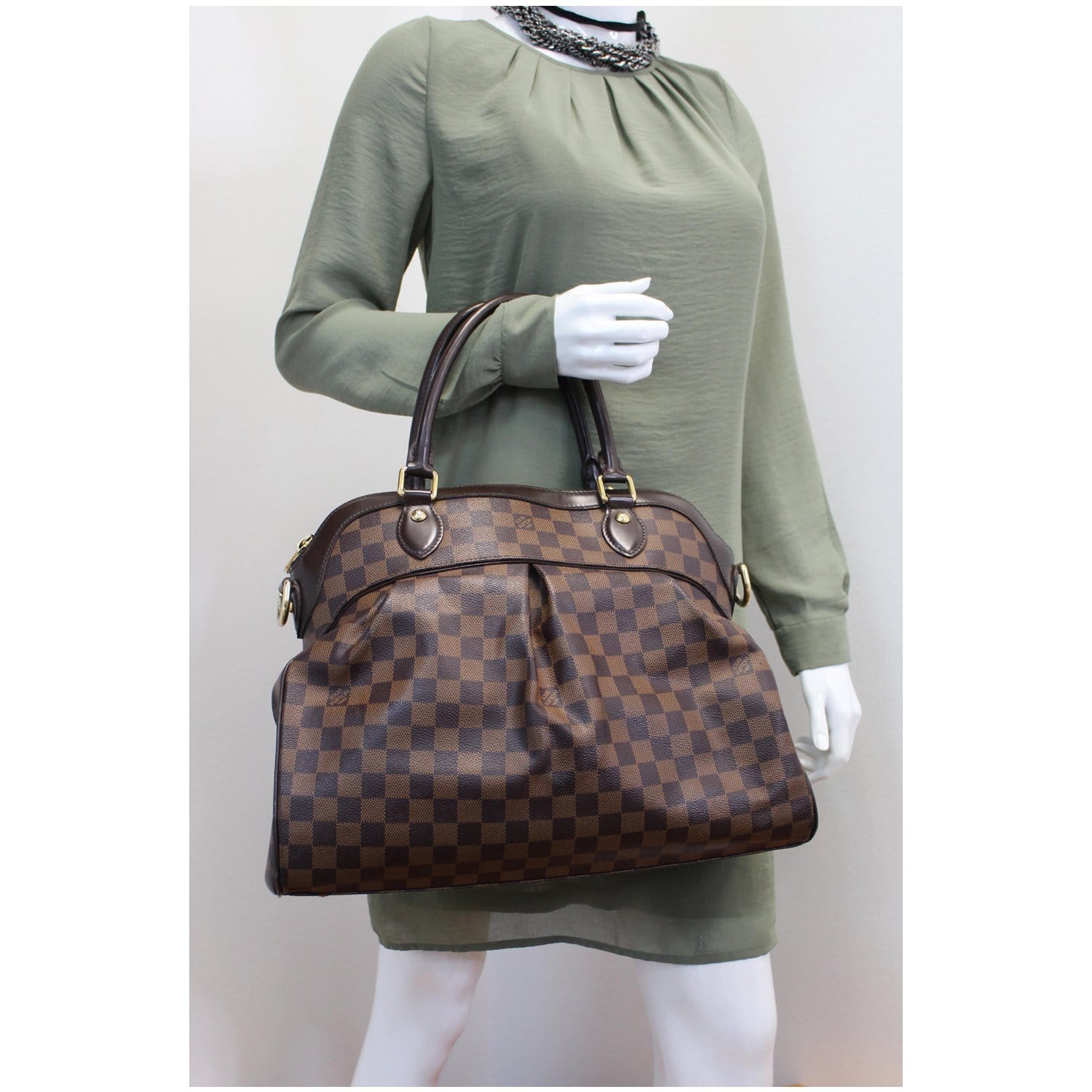 Authentic Louis Vuitton Trevi GM Damier Ebene 2 Way Handbag Shoulder Strap