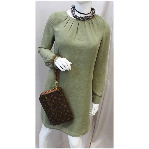 LOUIS VUITTON Orsay Monogram Canvas Clutch Bag Brown