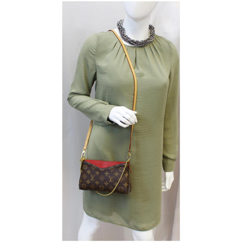 LOUIS VUITTON Pallas Monogram Canvas Clutch Crossbody Bag Brown-US