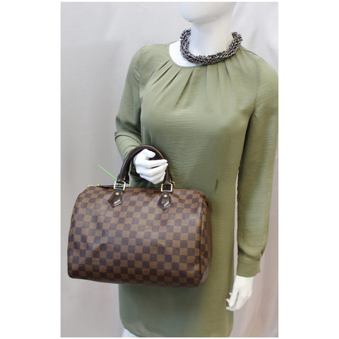 LOUIS VUITTON Speedy 30 Damier Ebene Satchel Bag Brown-US