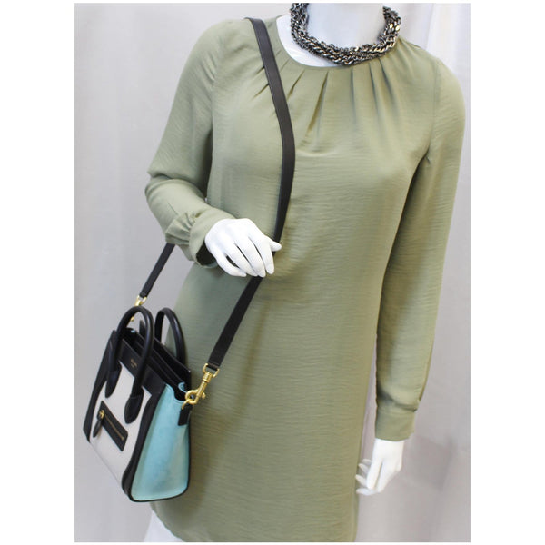 CELINE Nano Luggage Calfskin Leather and Suede Crossbody Bag Tricolor-US