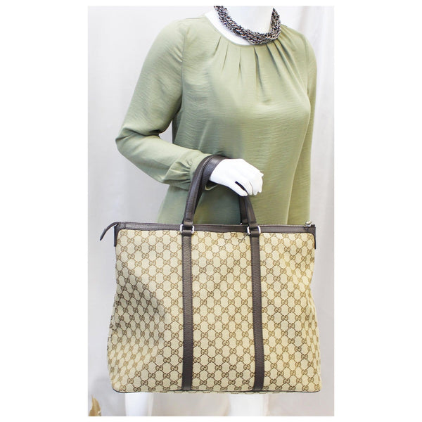 GUCCI GG Canvas Tote Travel Bag Beige-US