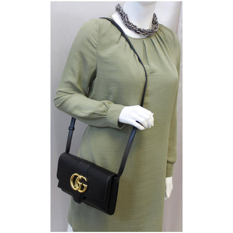 GUCCI Arli Small Leather Shoulder Bag Black 550129-US