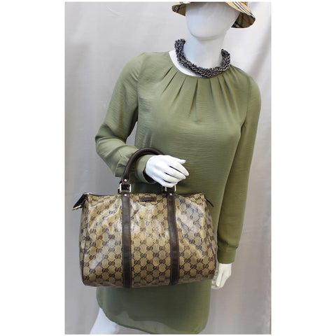 GUCCI Crystal Coated GG Guccissima Boston Bag 265697 Beige-US