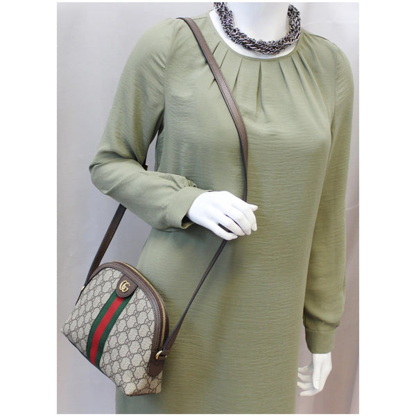 GUCCI Ophidia GG Supreme Canvas Small Shoulder Bag Beige 499621