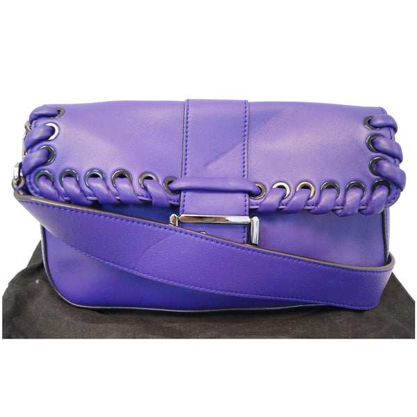 FENDI Baguette Whipstitch Trimmed Leather Shoulder Bag Purple