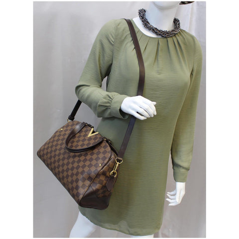 Louis Vuitton Damier Ebene Kensington Bowling Handbag - font view