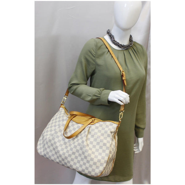LOUIS VUITTON Siracusa GM Damier Azur Shoulder Handbag White