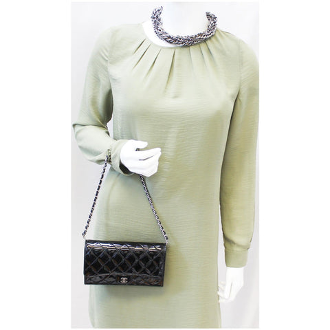 Chanel Flap Shoulder Bag Patent Leather in Black For Women