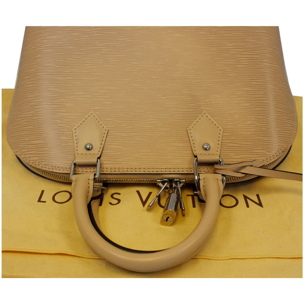 Louis Vuitton Alma Epi Leather Shoulder Bag Beige Strap