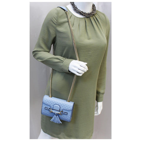 GUCCI Emily Mini Microguccissima Shoulder Bag Light Blue-US