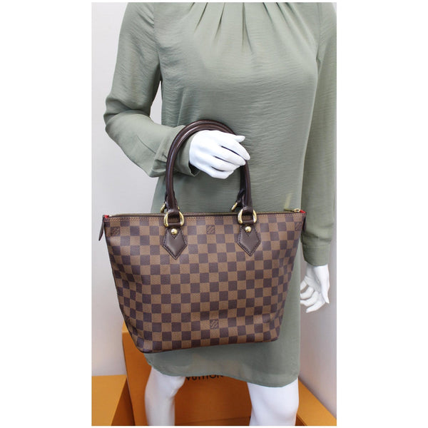 LOUIS VUITTON Saleya PM Damier Ebene Tote Shoulder Bag Brown