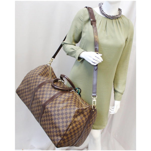 Louis Vuitton Keepall - Lv Damier Ebene Travel Bag - long strap