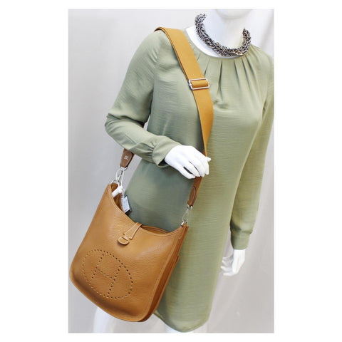 HERMES Evelyne PM III Clemence Leather Shoulder Crossbody Bag Gold-US