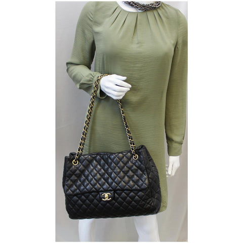 CHANEL Large Shopping Flap Shoulder Bag Black-US