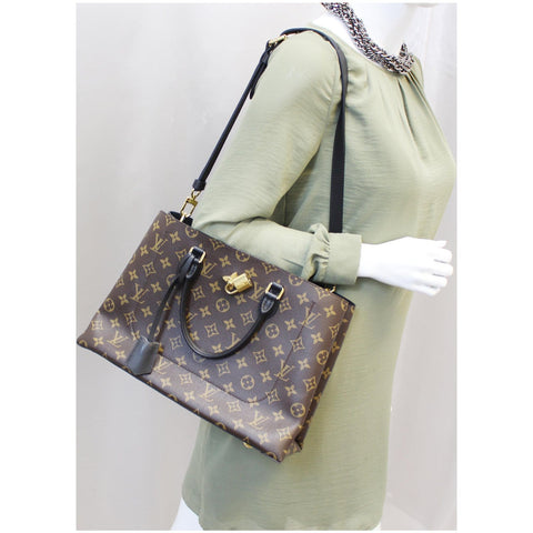 LOUIS VUITTON Flower Monogram Canvas Tote Bag Brown-US