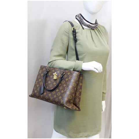 LOUIS VUITTON Flower Monogram Canvas Tote Bag Brown