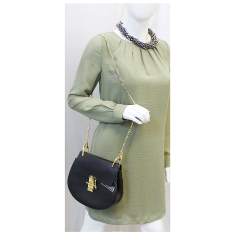 CHLOE Drew Mini Black Leather Crossbody Bag-US