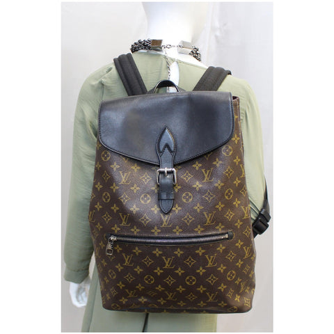 LOUIS VUITTON Palk Monogram Macassar Canvas Backpack Bag Black