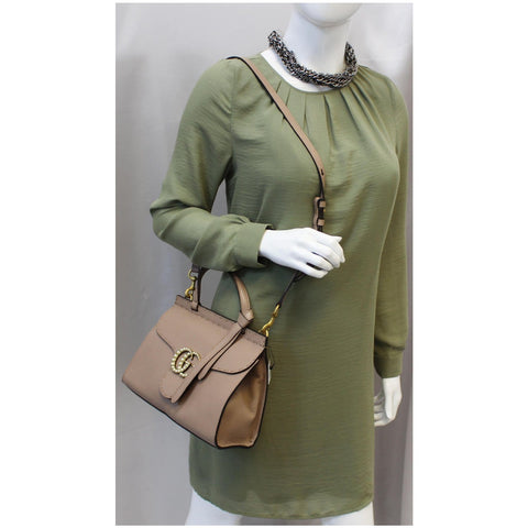GUCCI GG Marmont Leather Top Handle Shoulder Bag Taupe 442622