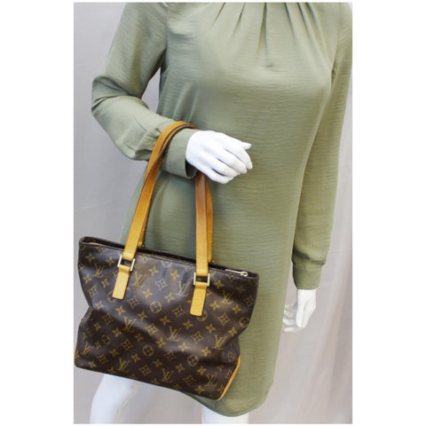 LOUIS VUITTON Cabas Piano Monogram Canvas Shoulder Bag Brown