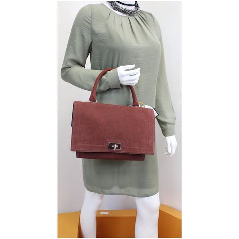 GIVENCHY Medium Shark Suede Leather Satchel Bag Red