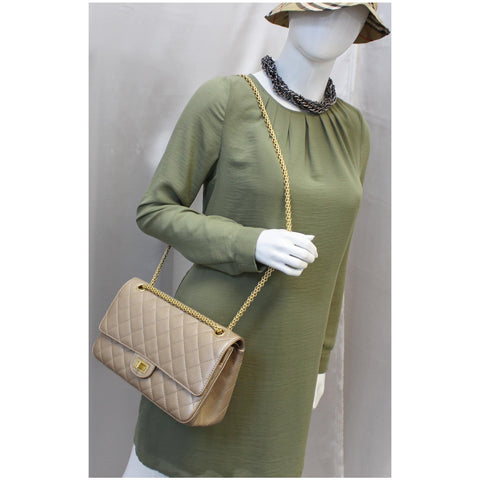  CHANEL Reissue Mademoiselle Lock Calfskin Leather Shoulder Bag Beige-US