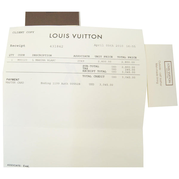 LOUIS VUITTON Mahina L Monogram Leather Shoulder Bag White