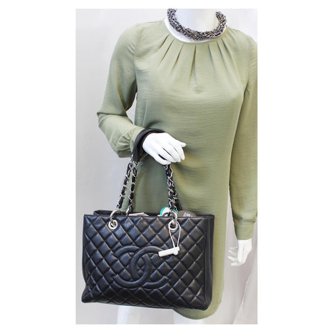 CHANEL Black Caviar Leather Grand Shopping Tote Bag-US