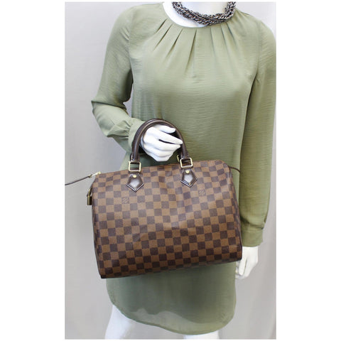 LV Speedy 30 Damier Ebene Satchel Bag Brown