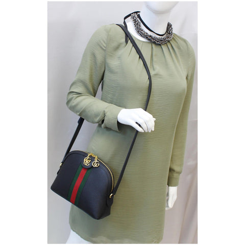 Gucci Ophidia Small Web GG Leather Shoulder Bag Black