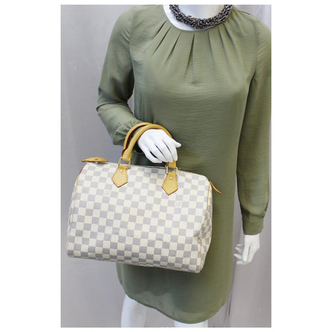 LOUIS VUITTON Speedy 30 Damier Azur Satchel Handbag-US