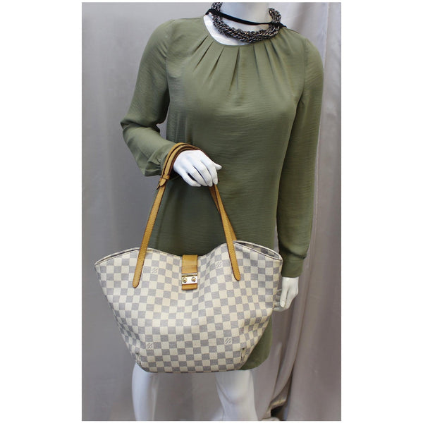 LOUIS VUITTON Salina PM Damier Azur Shoulder Bag White