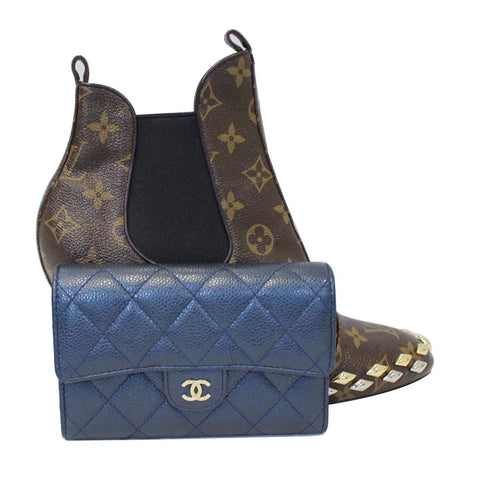 CHANEL Classic Flap Caviar Leather Wallet Navy Blue-US