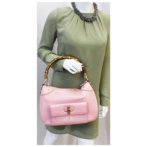 Gucci Bag Calfskin Bamboo Top Handle Pink