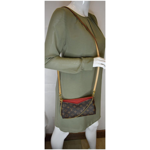 Louis Vuitton Pallas Clutch Monogram Canvas Bag Brown - shoulder bag