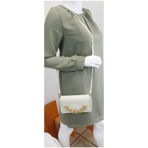 CHLOE Drew Bijou Calfskin Crossbody Clutch Bag White - Last Call