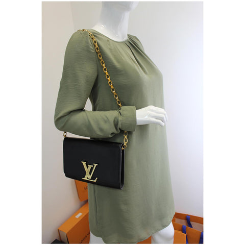 Louis Vuitton Chain Louise GM Noir Leather Black Bag