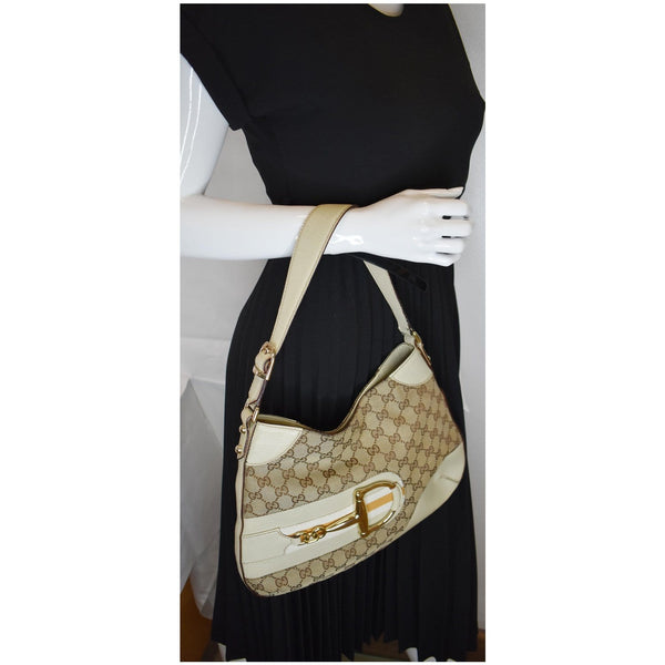 Gucci Hasler Horsebit GG Canvas Leather Hobo handbag