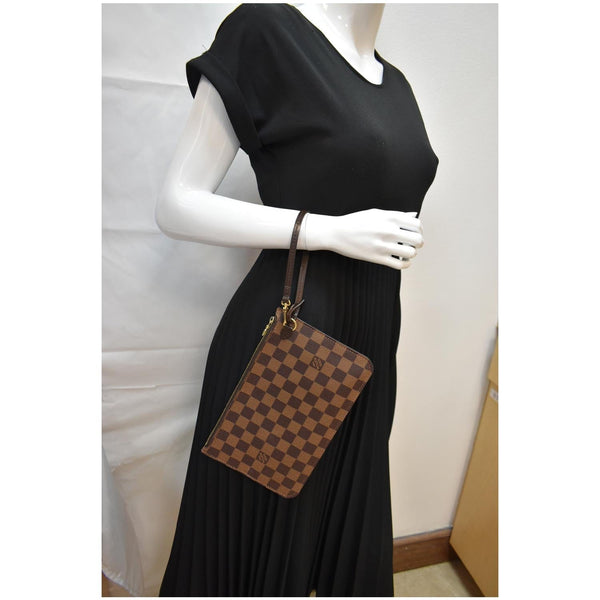 LOUIS VUITTON Pochette Wristlet Pouch Damier Ebene Neverfull MM Brown
