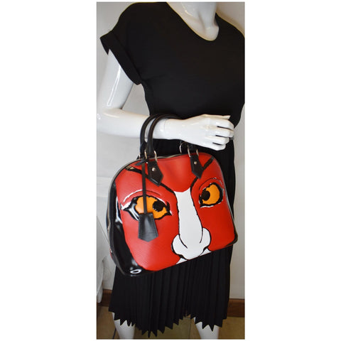 LOUIS VUITTON Kabuki Alma Epi Leather Satchel Bag Red