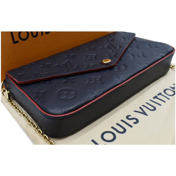 LOUIS VUITTON Felicie Pochette Monogram Empreinte Chain Wallet Navy Blue