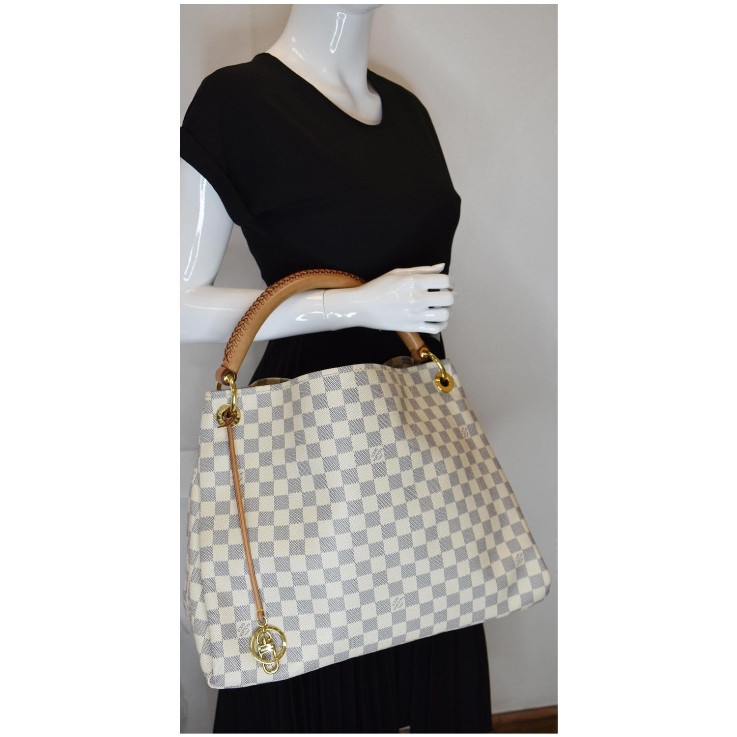 Louis Vuitton Lv Artsy Mm Shoulder Tote Bag N41174 Damier Azur White Auction