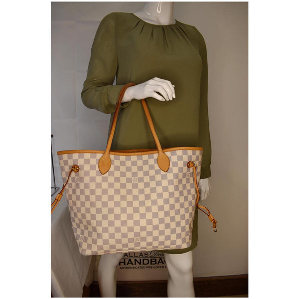 Louis Vuitton Neverfull MM Damier Azur Shoulder Bag - women handbag 