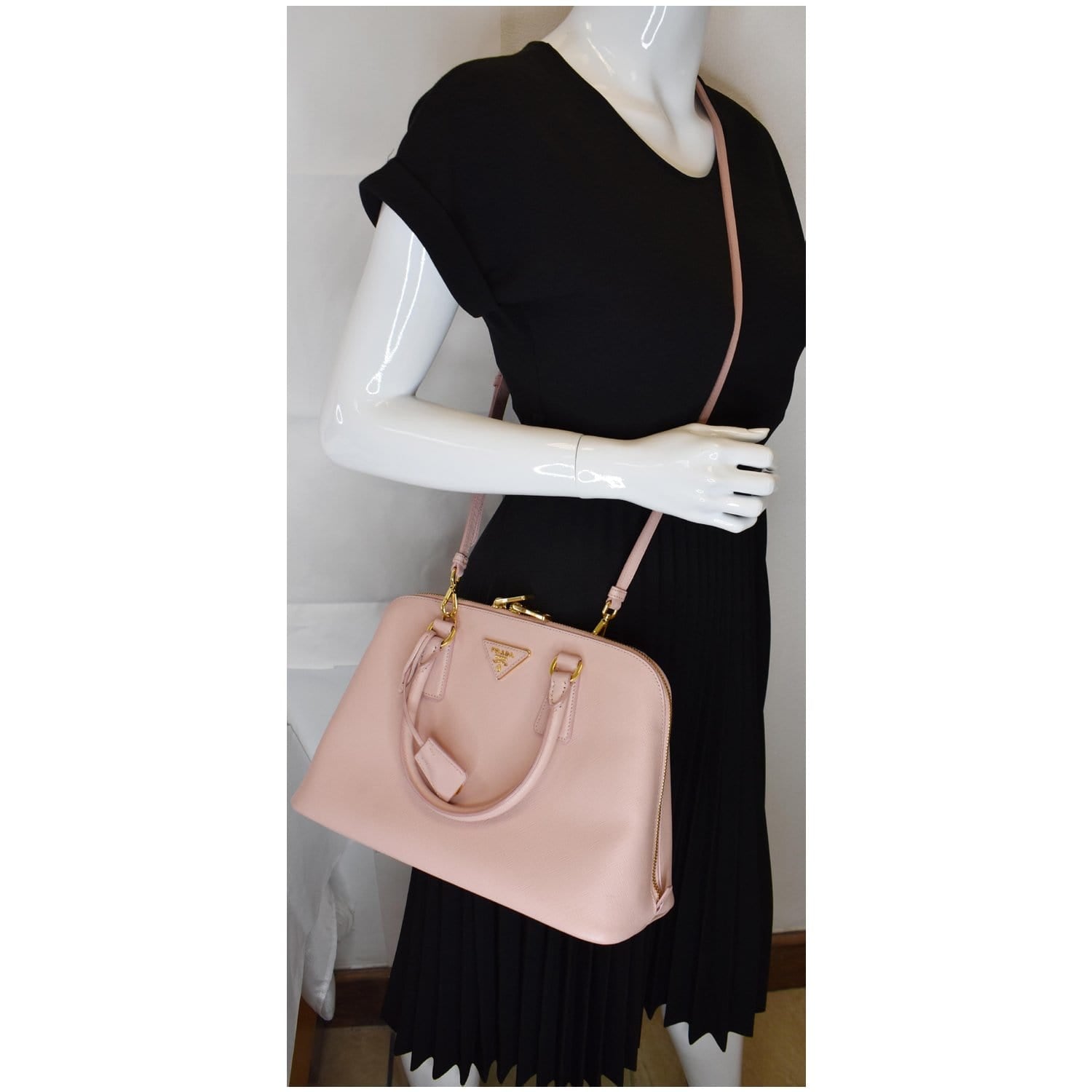Prada 2010s Saffiano Small Pink Leather Shoulder Bag · INTO